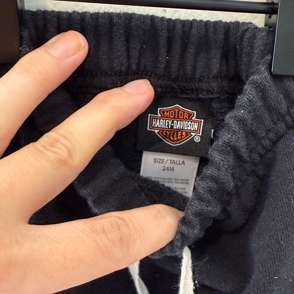 Harley-Davidson Kids Black Joggers with White Logo Stripes Size 24M - Picture 5 of 6